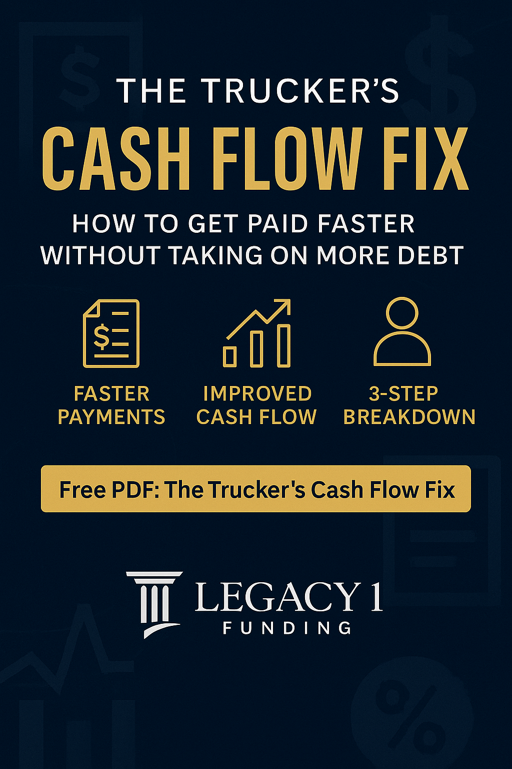 An infographic promoting invoice factoring for truckers with text overlay: ‘The Trucker’s Cash Flow Trap’”